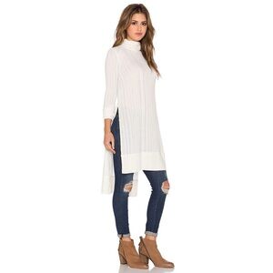 Free People We The Free Espresso Ribbed Turtleneck Tunic with Side Slits